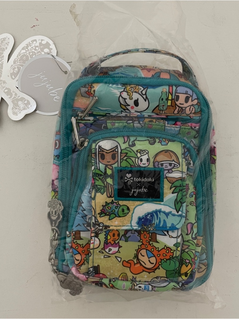 tokidoki x ju-ju-be Teal Multicolor Mini Backpack Pouch